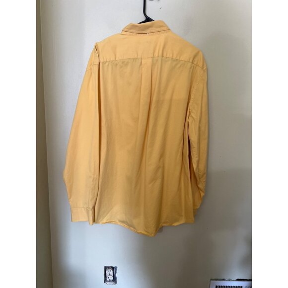 Lands End Mens Yellow Button-Down Shirt XL 17-17.5 Cotton Long Sleeve Business - Picture 9 of 10